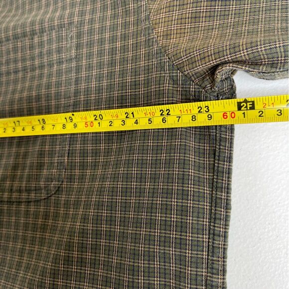 LL Bean Plaid Check Button Down Green Tan Blue Long Sleeve Shirt Men Medium - Picture 9 of 13